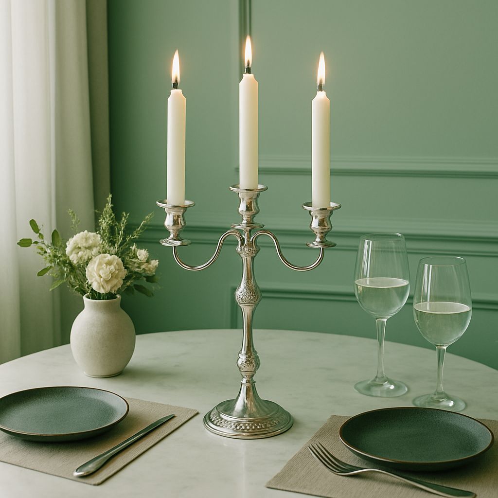 Candelabro de 3 velas  plateado