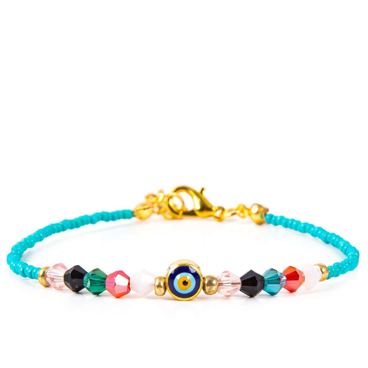 Pulsera de ojitos turcos color turquesa.