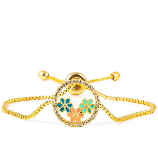 Pulsera de Ojo Turco redonda con flores